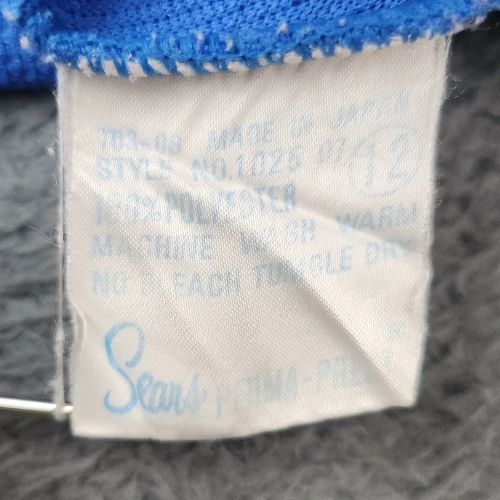 Vintage Sears Blue Double Knit Slacks Womens 12 32x30 Wide Leg Made in USA 70s